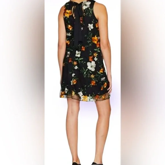 ECI New York Embroidered Floral Mesh Overlay Swing sleeveless party Dress - Picture 3 of 13